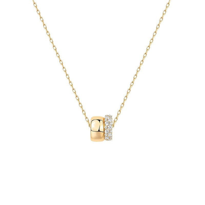 amazon new product cubic zirconia inlaid narrow face ring 14k wide face ring double pendant easiest for match necklace