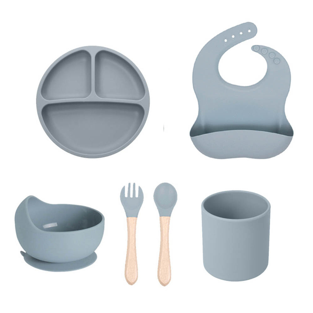 Cross-border children's silicone plate set Baby complementary food grid plate Love plate Maternal and infant feeding tableware set