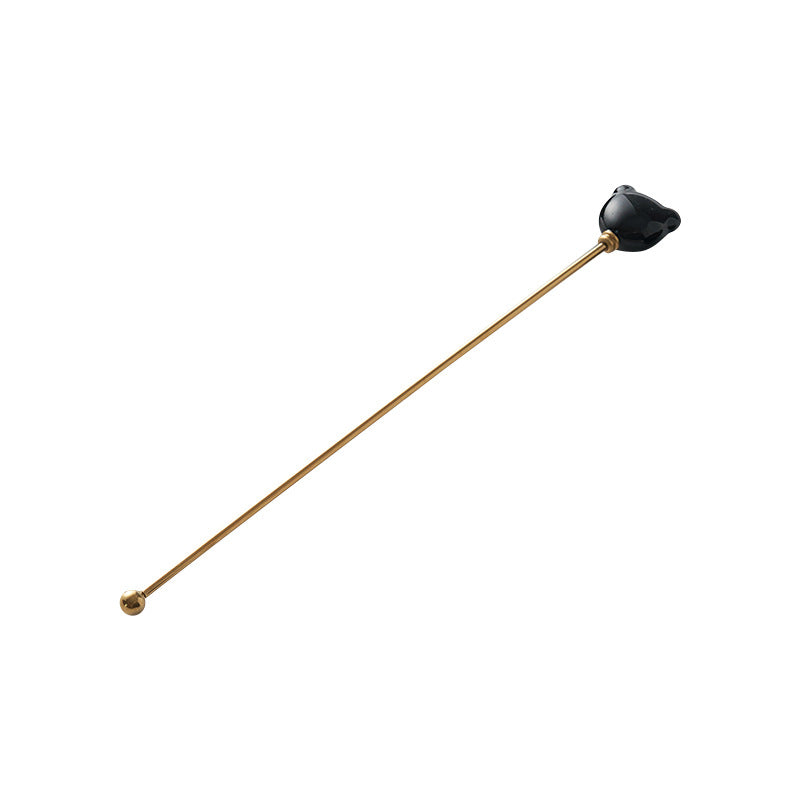 Candy-colored ceramic bear head stirring stick - anti-scald, high-style coffee stirrer & 304 stainless steel wine stirrer