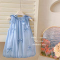 girls' sleeveless bowknot sundress - korean style floral princess dress for baby girls