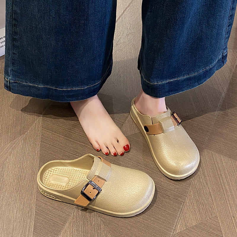 New women's half-slippers, closed-toe slides, summer outdoor sandals, thick-soled non-slip fashion beach sandals for female students