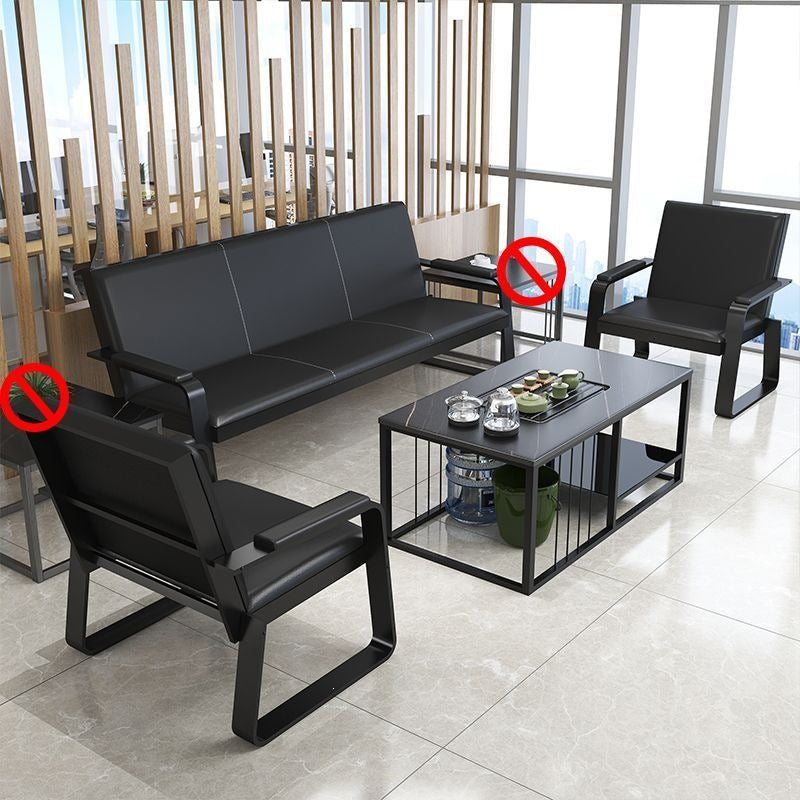 Modern minimalist office sofa business reception office three-seater simple sofa coffee table side table set - free shipping