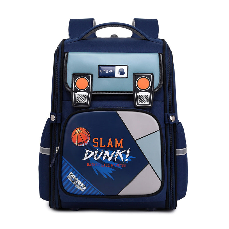 New cartoon primary school schoolbag integrated large-capacity boys and girls spine protection backpack light