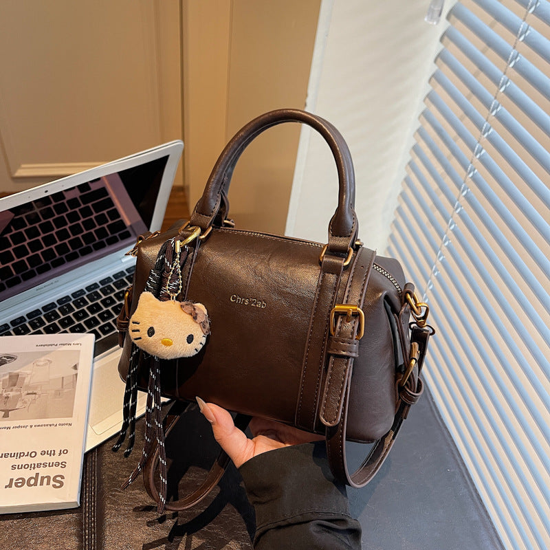 New arrivalretrosatchel boston bag women 2025k-stylefall and wintereasiest for match women's bag foreign elegant shoulder crossbody bag