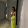 European and american cross-border women's fashion:  autumn new arrival - solid color sleeveless asymmetrical neck one-shoulder cutout off-shoulder maxi dress