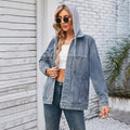 Fashion cross-border foreign trade women's clothing new arrival  independent station washed loose denim outwear medium long tops trendy