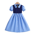 Girls' summer dress  new style: trendy two-piece look, overalls dress with puff sleeves for girls