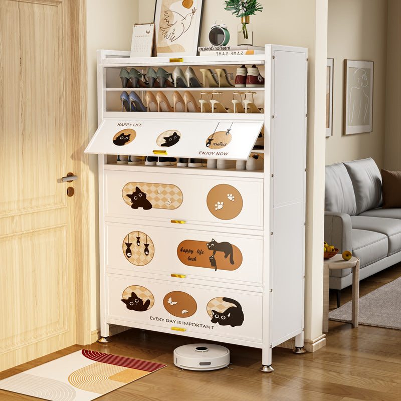 Household steel shoe cabinet, multi-layer dustproof shoe rack for entryway, large-capacity storage shoe cabinet for rental housing