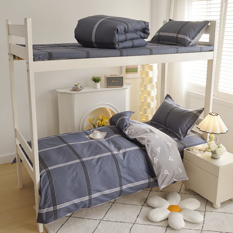Student dormitory quilt cover three-piece bed sheet pure cotton single bed children's bed quilt cover simple four-season universal 3