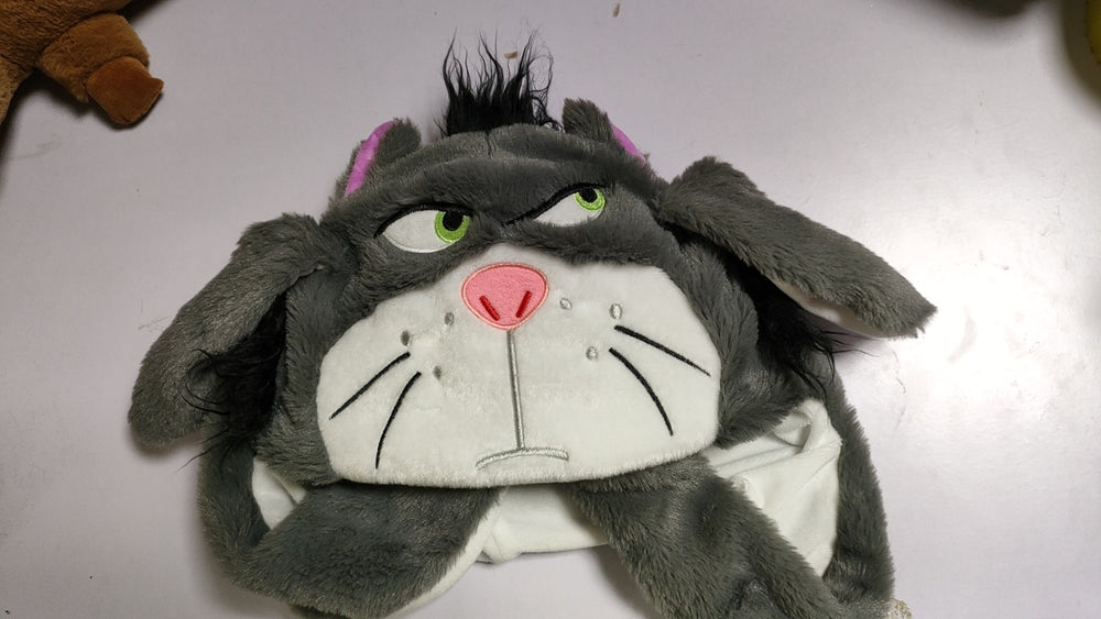 Matching family plush hat - cartoon rabbit with moving ears & airbag pressing - glow-in-the-dark night market trending style