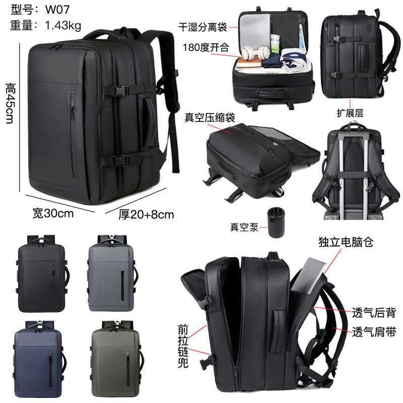 Premium Sense Vacuum Compression Business Backpack Men's Multifunctional Computer Bag Large Capacity Expansion Travel Backpack