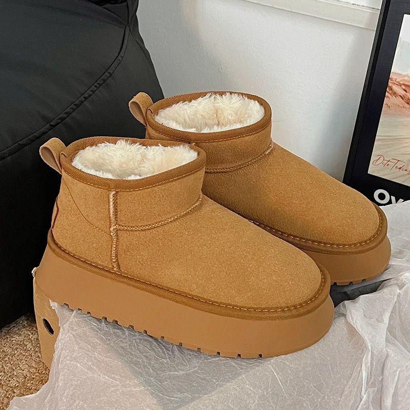 Thick sole anti-ski snow boots for women 2026new arrival autumn winter bread shoes slip-on fleece-linedthickenedheattech cotton shoes