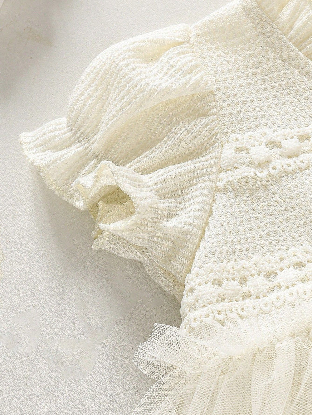 cross-border exclusive: baby rompers - lace-up mesh bodysuits with lace trim, summer triangle onesies