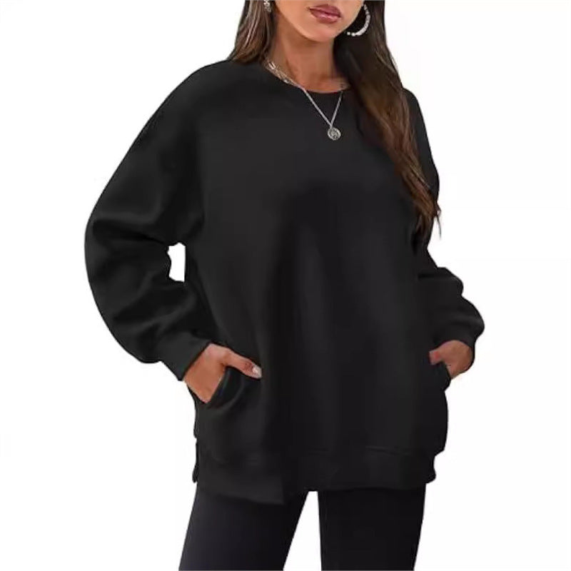 women's relaxed fit crewneck sweatshirt - autumn/winter casual top, european & american street style
