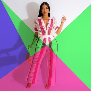"vip exclusive" cross-border e-commerce source factory: european and american style women's knitted striped sexy pant suit
