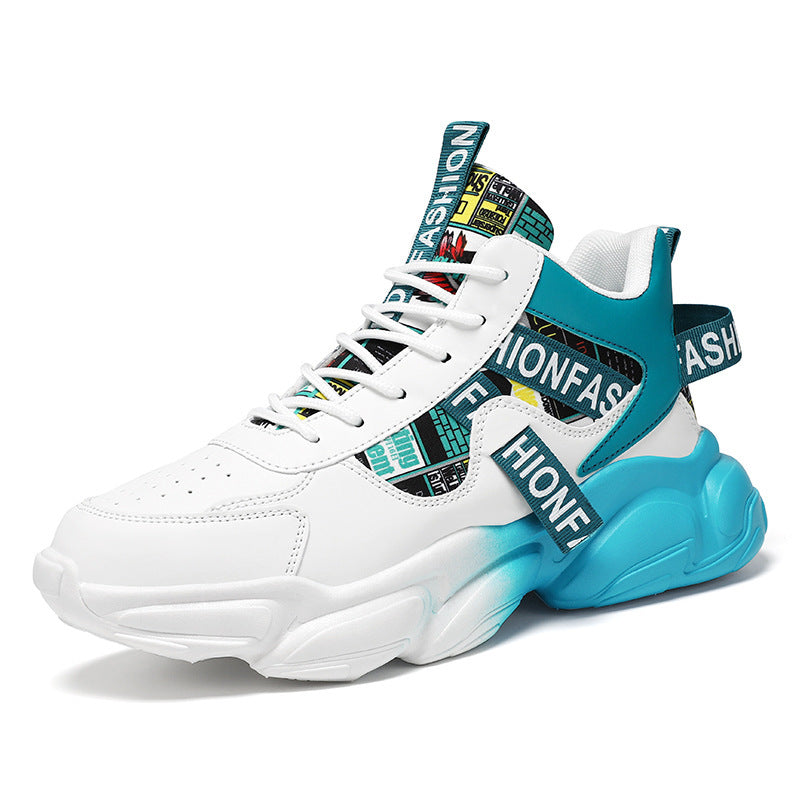 Autum men's shoes new arrival breathable high-top shoes men's trendyeasiest for match hidden heel sneakers casual dad trendy shoes