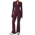 Customizable zippered cloud-feel long sleeve yoga bodysuit - high-intensity fitness activewear one-piece compression suit 2012
