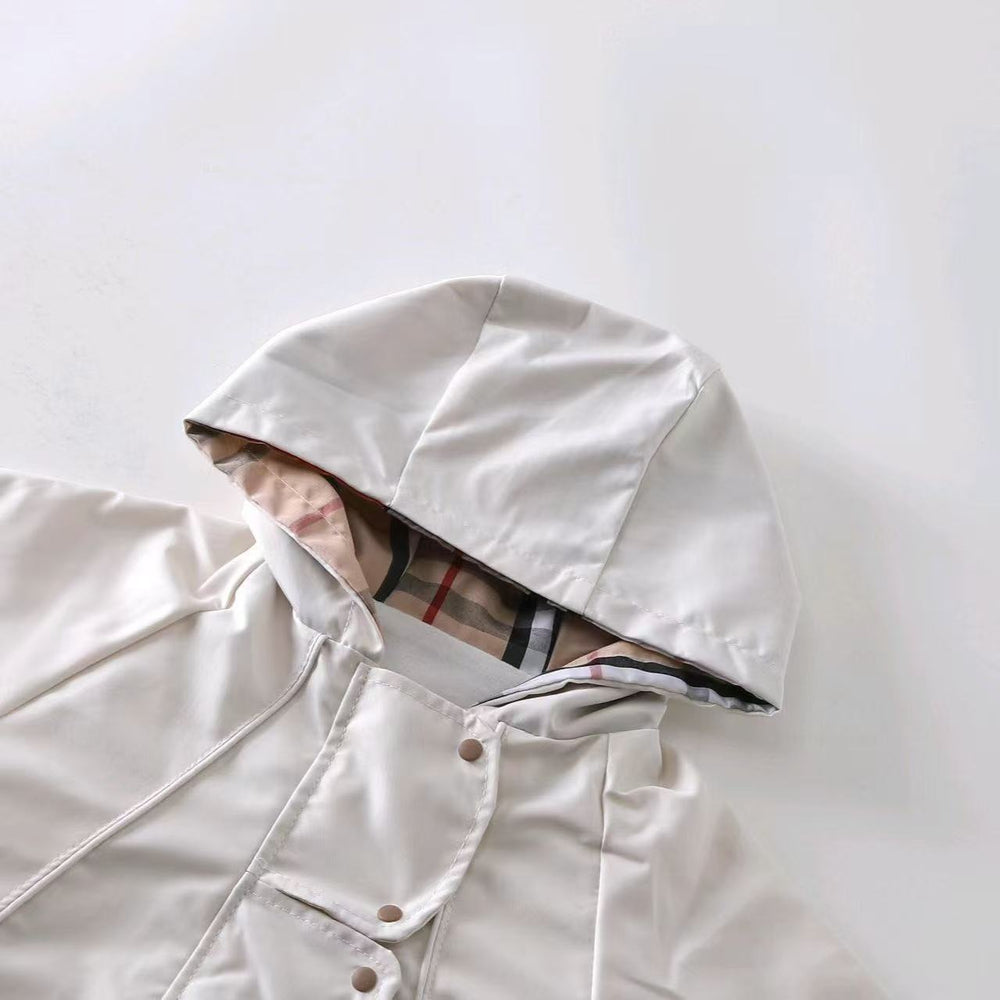 Spring & fall baby grids pattern khaki baby onesie clothes hooded jacket outing jacket outwear k-style crawling suit