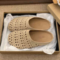 Retroniche stylecut out soft bottom birkenstock shoes women's toe-cap half drag 2026new arrivalniche style yellow lazy roman sandals