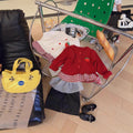 【dropshipping】 autumn new arrivals: adorable girls' strawberry plaid lace-trimmed skirted cardigan top