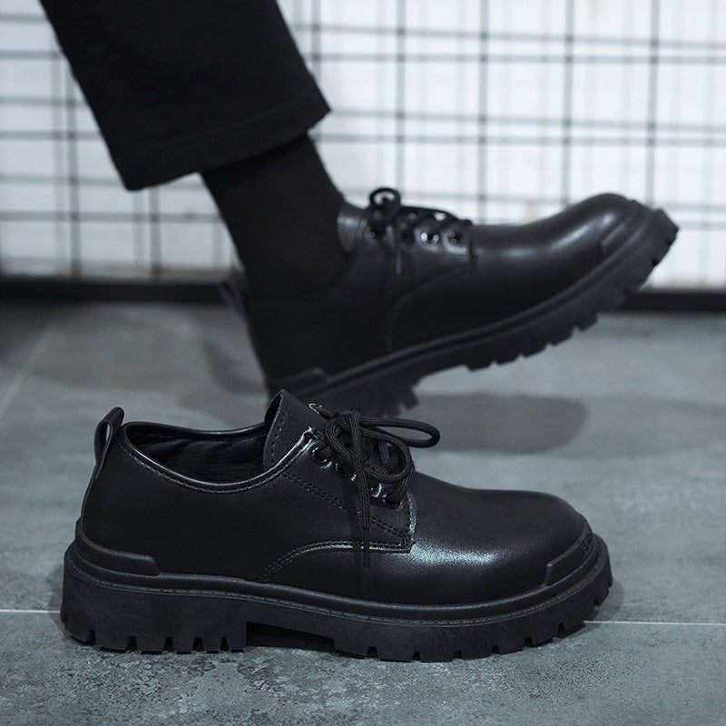 Boots men's shoes spring black men's leather shoes men's trendy british style handsome business formal wear casual trendy shoes