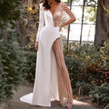 spring new arrivals:  women's clothing - patchwork v-neck lace irregular dress jumpsuit