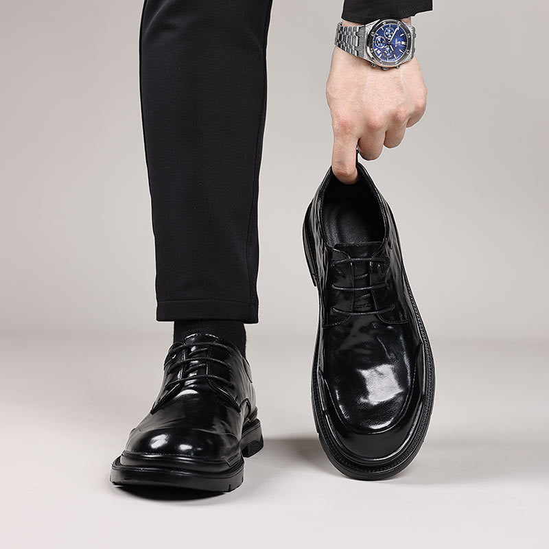 Genuine leather men's dress shoes - soft sole, soft upper, new business style, black, work, casual, wedding, groom shoes