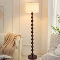 American retro style floor lamp walnut color fabric sofa lamp medieval log style solid wood atmosphere vertical lamp