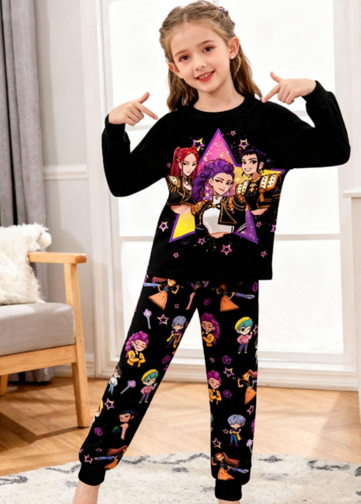 New girls' pants set - witcher squad style - kids' long sleeve and pants outfit for mid-to-large children