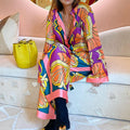 European and american style loose-fit printed long-sleeve shirt ethnic-inspired casual fashion set - custom design and manufacturing available
