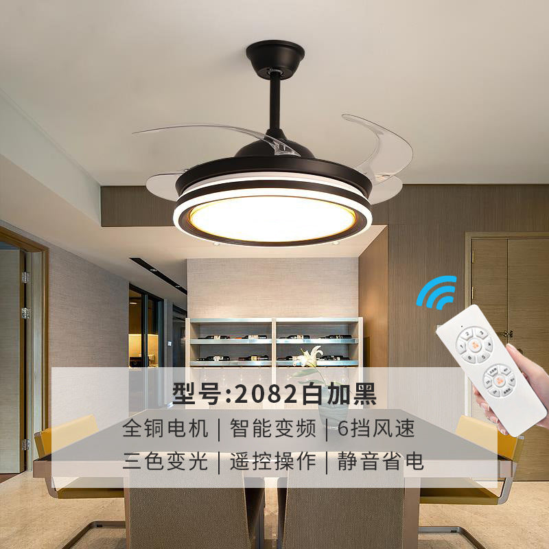隐形风扇灯客厅餐厅卧室全光谱LED变频吊扇灯中山家装灯饰跨境