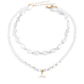 hot-selling accessible luxury french irregular baroque imitation pearl necklace summer versatile fishtail stacked clavicle chain