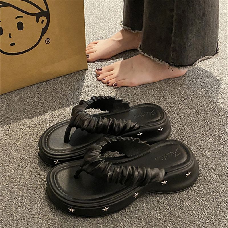 Y2 star flip-flops women's outerwear summer thick sole non-slip heightened flip-flops women's 2024new arrivaleasiest for matchfashion slippers