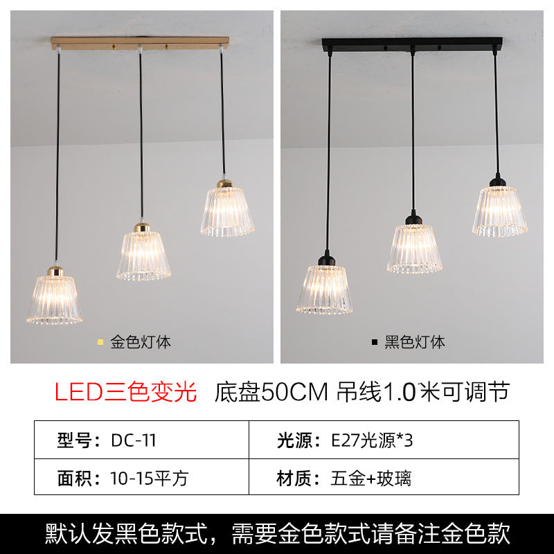 Minimalist personalized bar lighting aisle light luxury Internet celebrity meal restaurant chandelier three modern creative glass chandelier