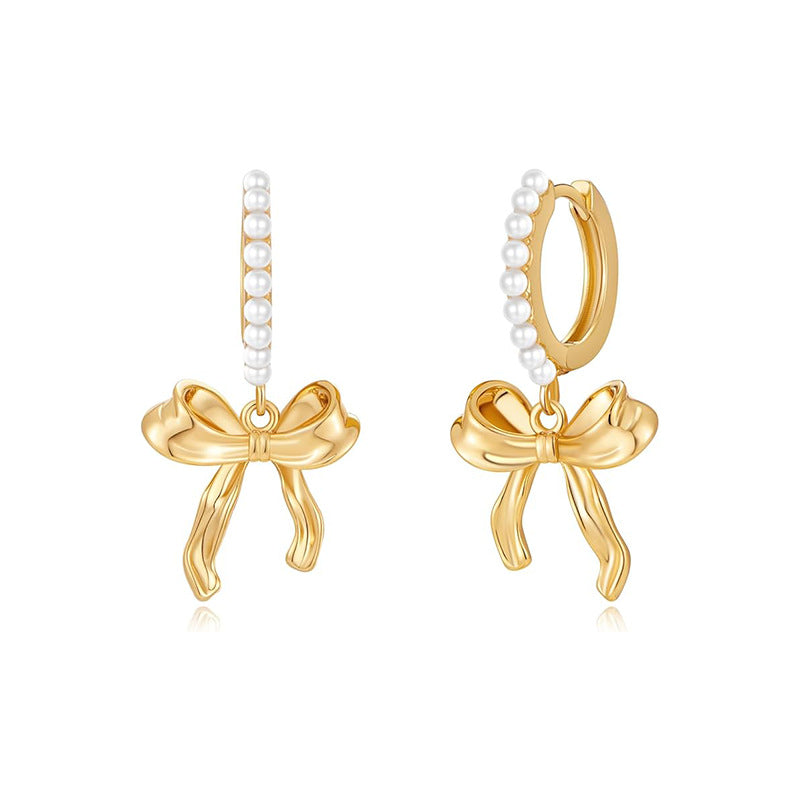 Amazon cross-border fashion high-end pearl bow earrings - versatile new arrivals, perfect for girls' gatherings and holiday gifts