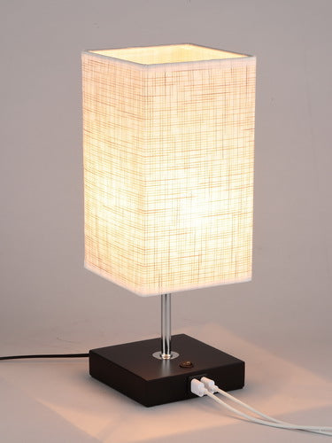 USB charging table lamp wooden base small table lamp  e-commerce  provides E26 zipper lamp holder touch dimming