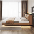 Italian normcore tofu block suspended bed accessible luxury modern casualclassy soft-packed leather bed master bedroom double bed