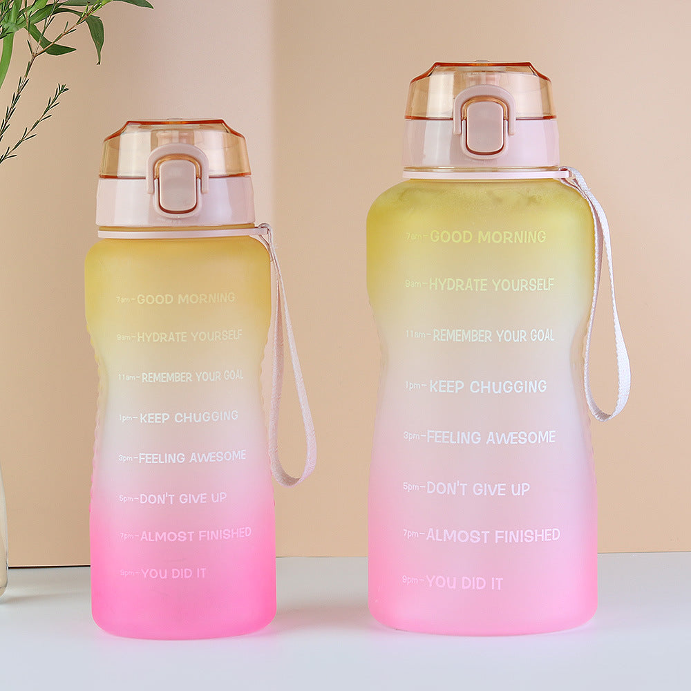 Gym large-capacity water bottle large water cup plastic portable satchel straw cup cross-border portable sealed leak-proof