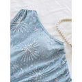 Women's new summer romantic vacation sequin embroidered fabric asymmetrical hem top tank top