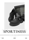 Men's leather dress shoes: spring casual retro chunky platform derby shoes, british style black wide fit trendy shoes