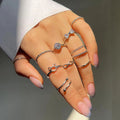 Wholesale bowknot rings: european and american cross-border accessories, women's ins-style niche high-end diamond 10-piece silver jewelry set