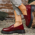 spring/autumn new collection: women's mid-heel square heel flats - export quality, british style chunky sole, round toe, preppy slip-on leather shoes