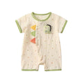 Infant and toddler summer lightweight muslin cotton romper, unisex baby cartoon spooky fresh short-sleeve onesie, sweat-absorbent and breathable