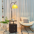 Bedroom bedside table with integrated floor lamp french medieval style practical storage rack living room sofa side coffee table