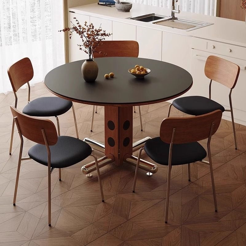 Round table retro style retro round dining table small apartment negotiation scandinavian bauhaus solid wood slate for home dining table