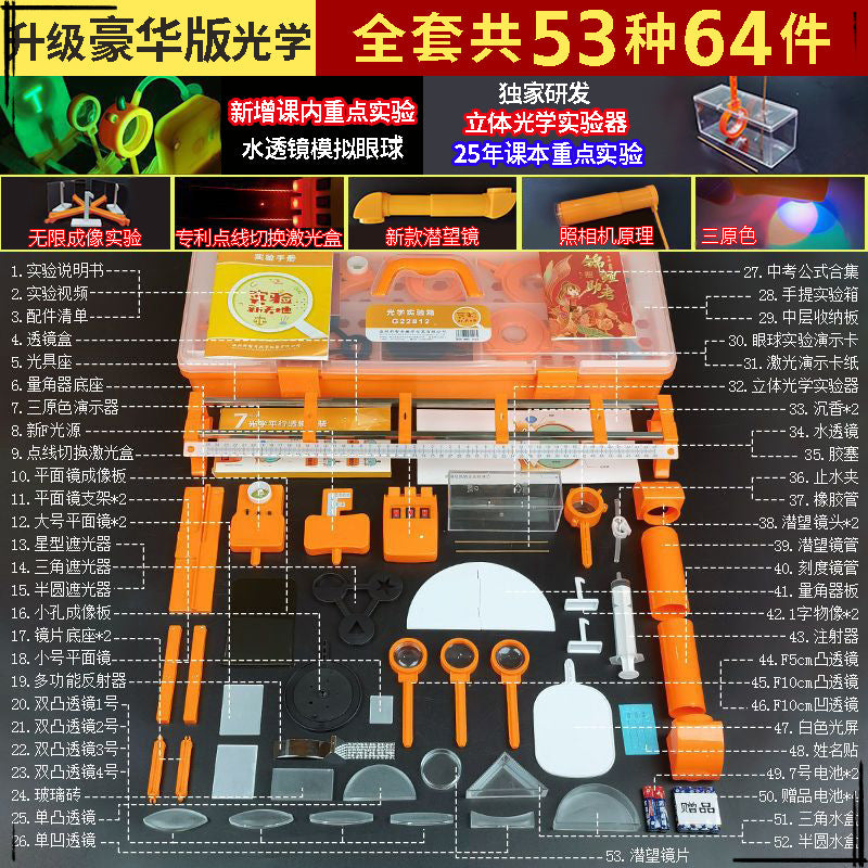 A full set of physics and optics experimental equipment in the second year of junior high school, the first volume of the eighth grade of junior high school, the optomechanics experimental box, and the early education of light tools