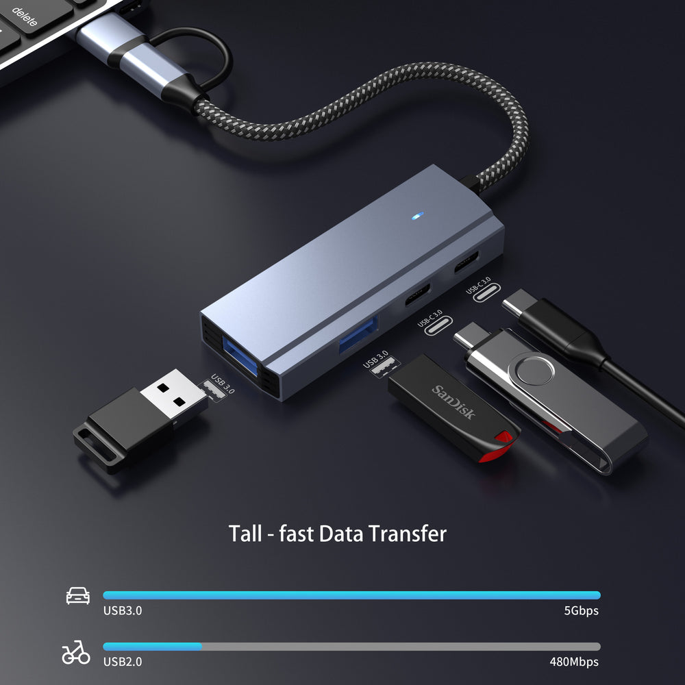 Typec four-in-one hub usbhub notebook tablet splitter pd100w multi-interface