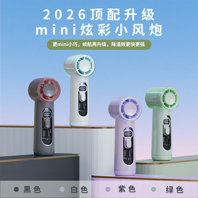2026 new cross-border high-speed mini fan, 100-speed digital display, usb turbine desktop portable ice cooling silent fan