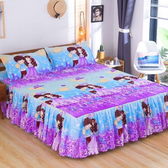 Korean style bed skirt bedspread single piece princess style bed skirt bed cover fitted sheet no pilling no shrinkage casual double 1.8m