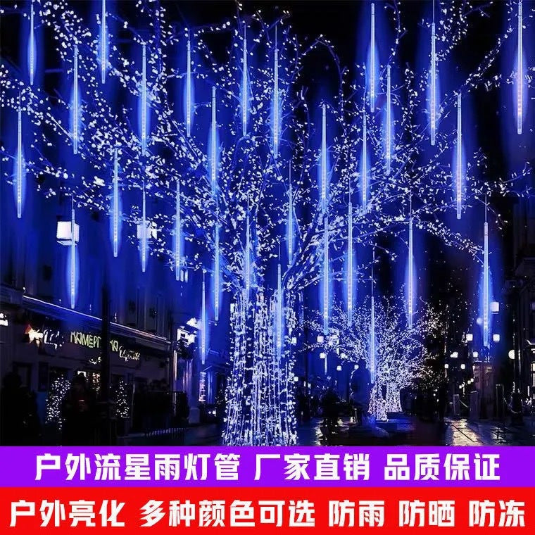 Cross-border led meteor shower lights outdoor lighting running water lights courtyard hanging tree lights Christmas decoration meteor shower lights
